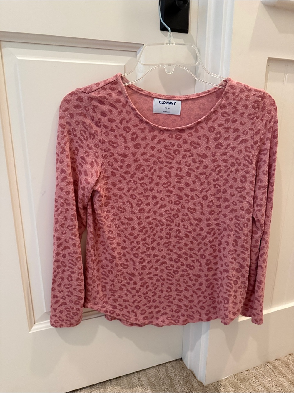 Old Navy Rose Pink Leopard-Print Long Sleeve Top